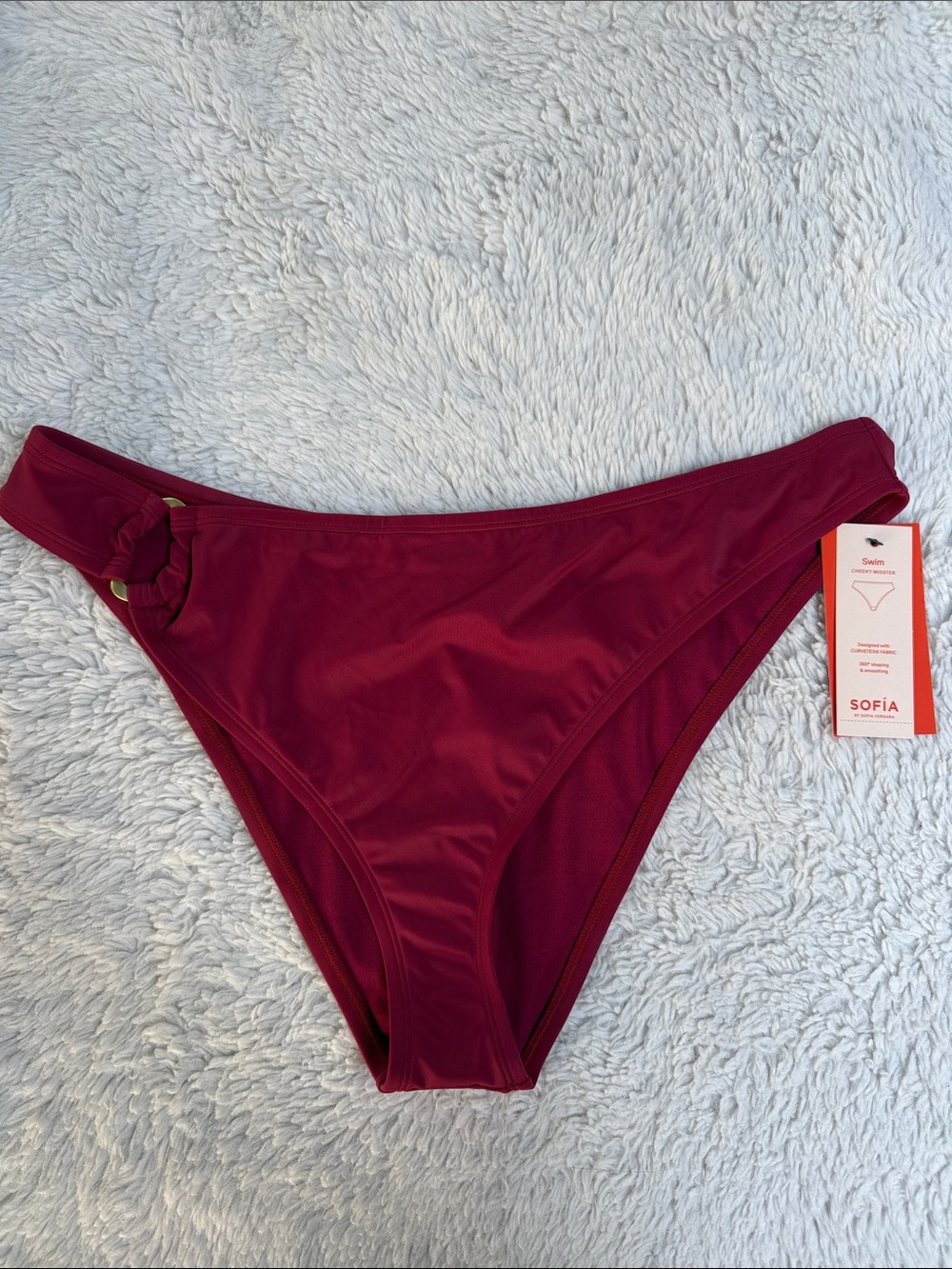 Women's Burgundy Swim Bottoms by Sofia - Classic Hipster Bikini